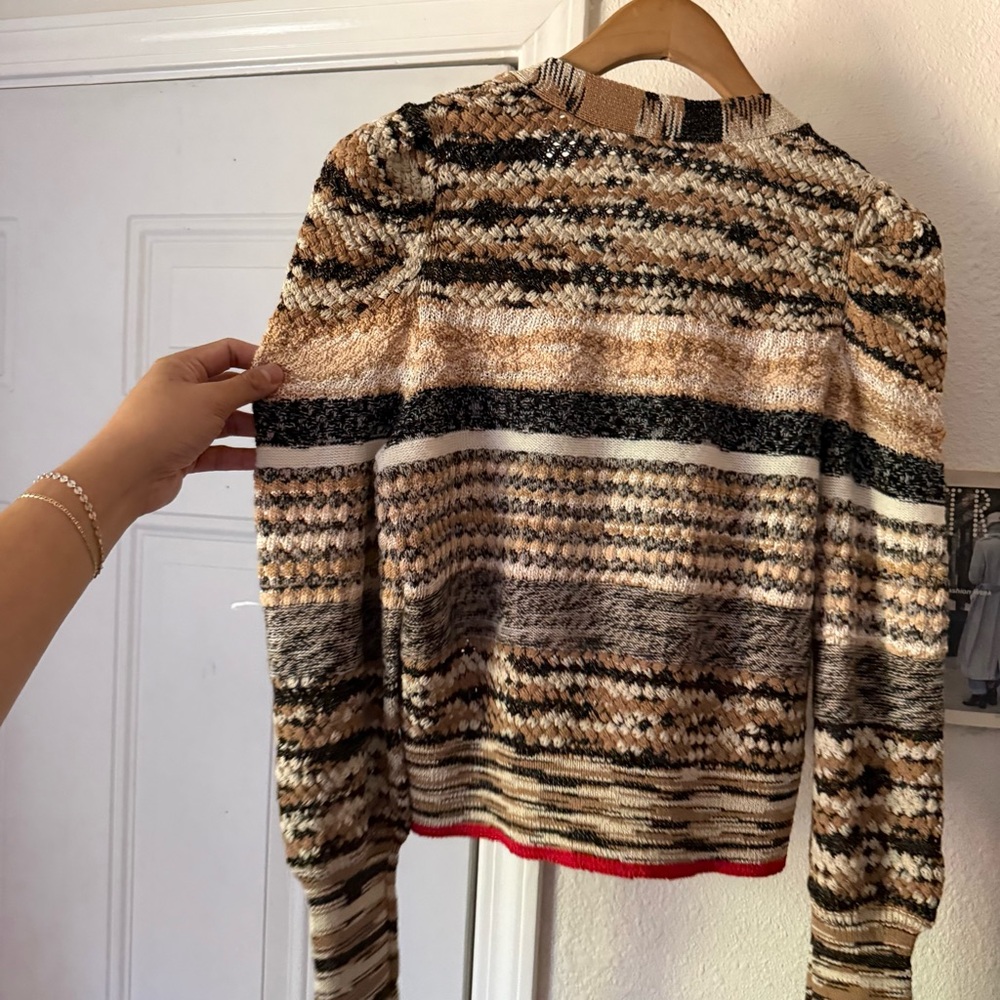 VERONICA BEARD multicolor chunky merino wool knit button up cardigan top sweater - Picture 4 of 6